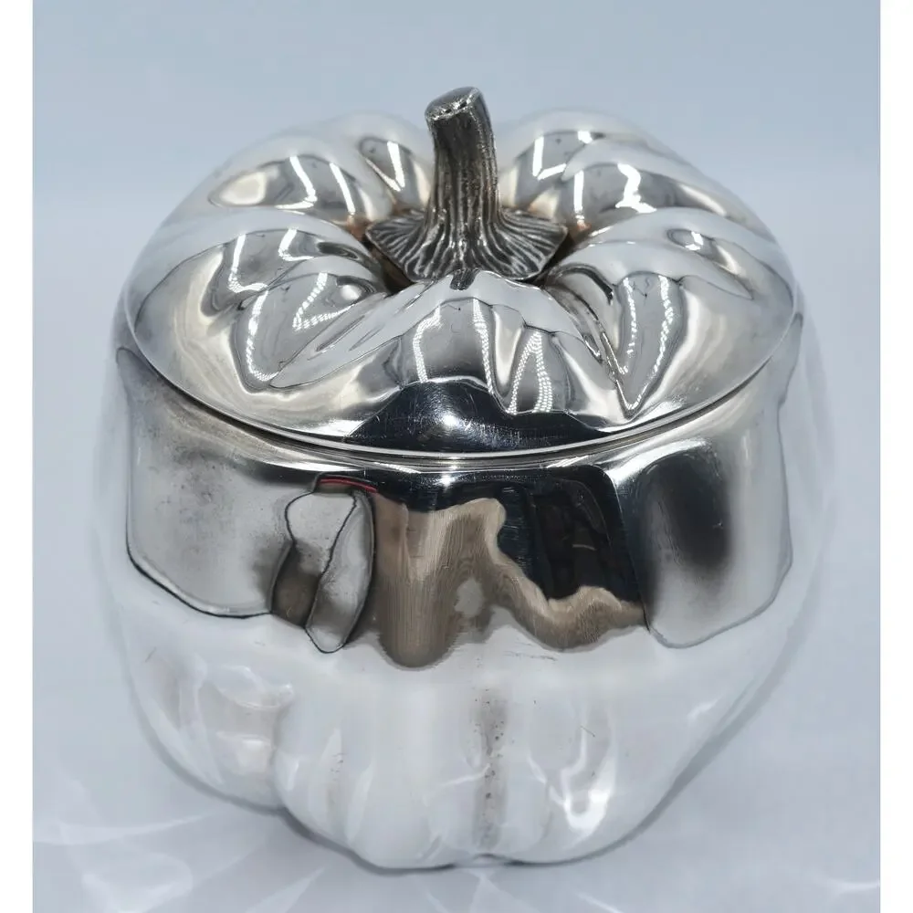 Vintage Silver Plated Pumpkin Ice Bucket by Teghini, Firenze, Italy c.1970
